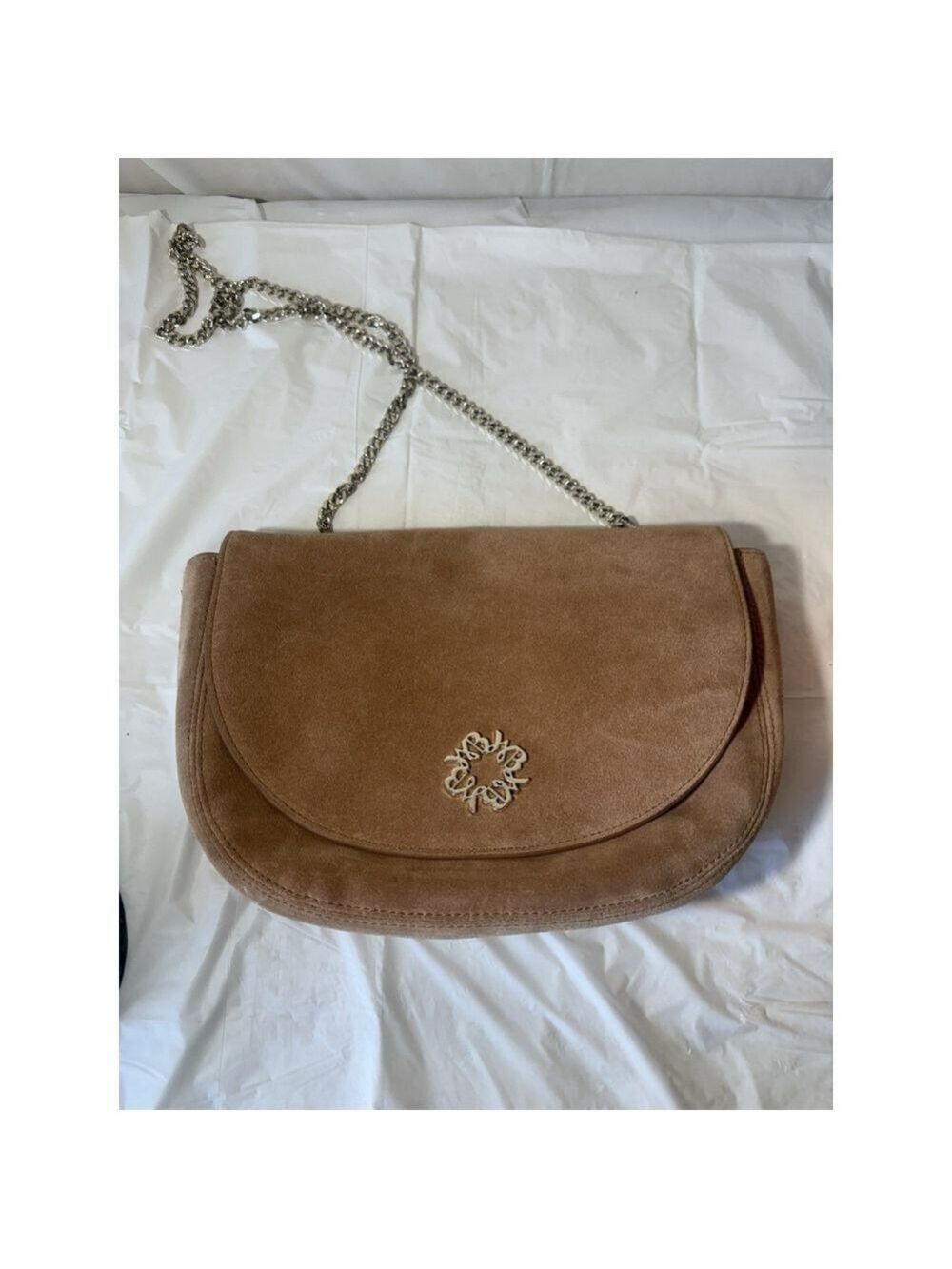 WHBM Reversible Crossbody Clutch Bag Suede Leather Chain Strap Purse
